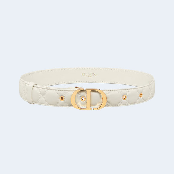 디올 30 몽테뉴 스티칭 벨트 화이트 30mm