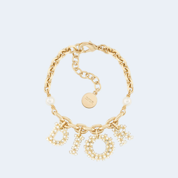 디올 골드 피니쉬 화이트 펄 실버 톤 팔찌