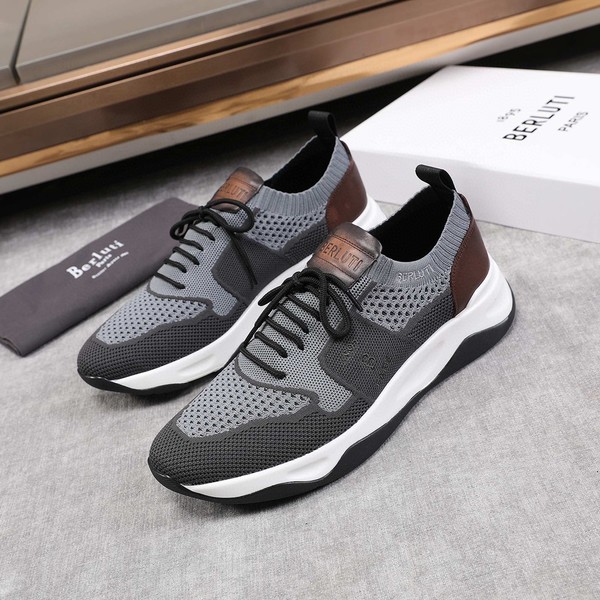 벨루티 쉐도우 니트 레더 그레이