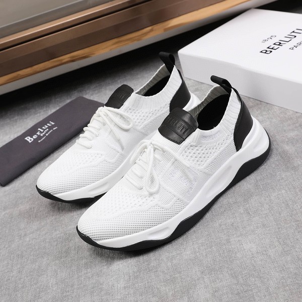 벨루티 쉐도우 니트 레더 화이트