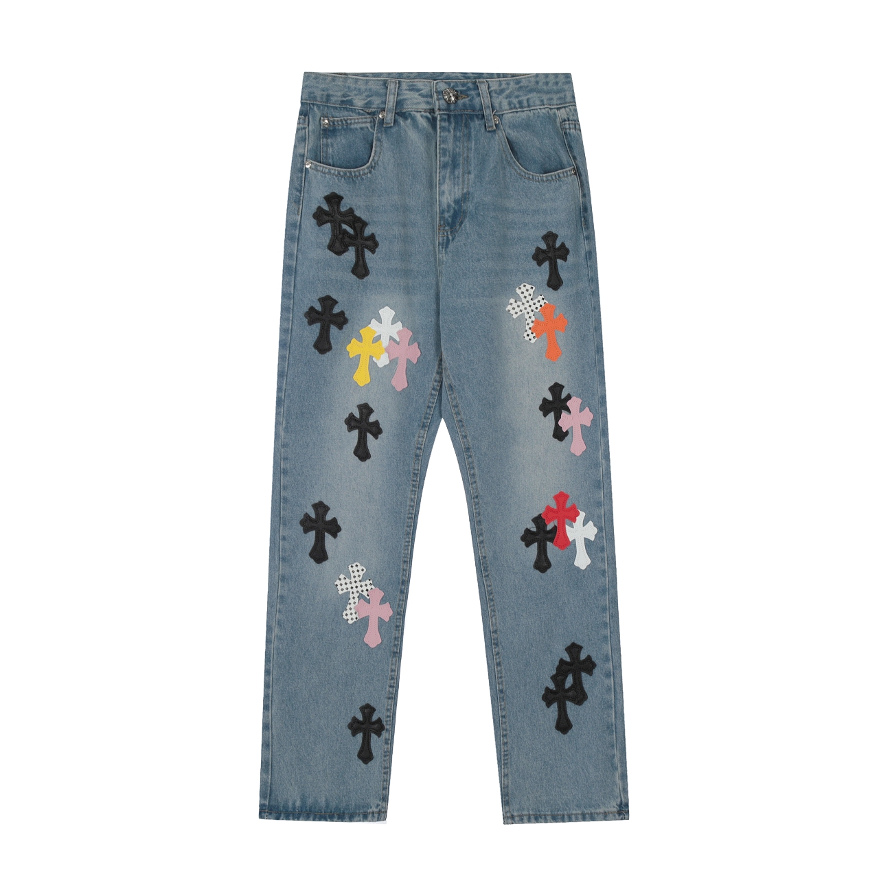 크롬하츠 멀티 가죽패치 데님 KE974