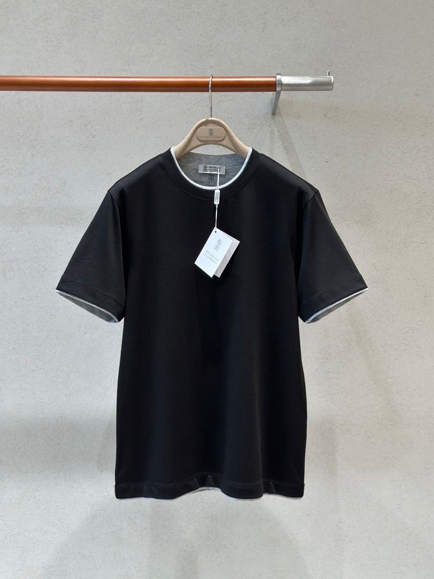 브루넬로 쿠치넬리 레이어드 코튼 티셔츠