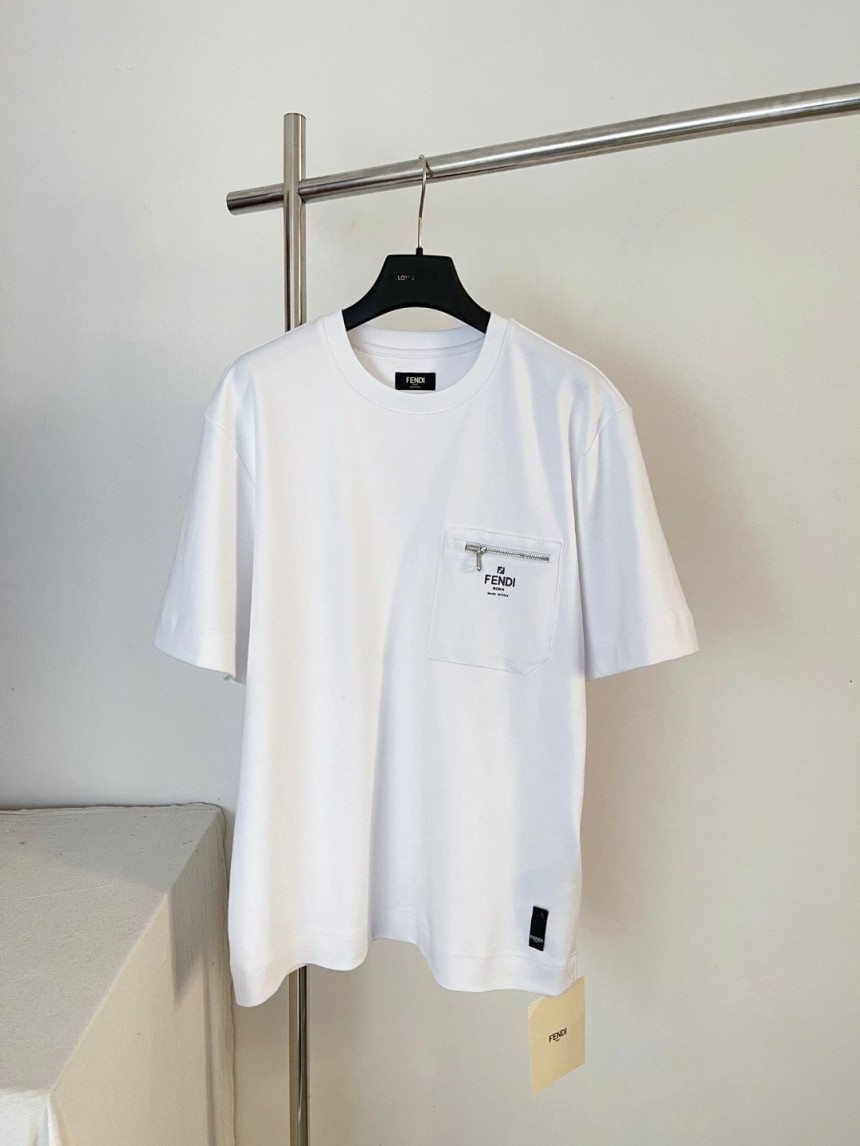 펜디 포켓 코튼 티셔츠