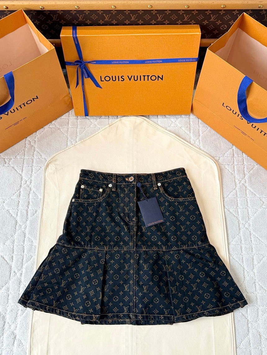 루이비통 모노그램 데님 플리츠 스커트
