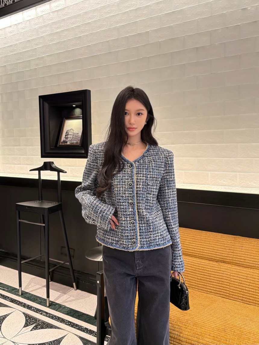샤넬 블루 트위드 자켓