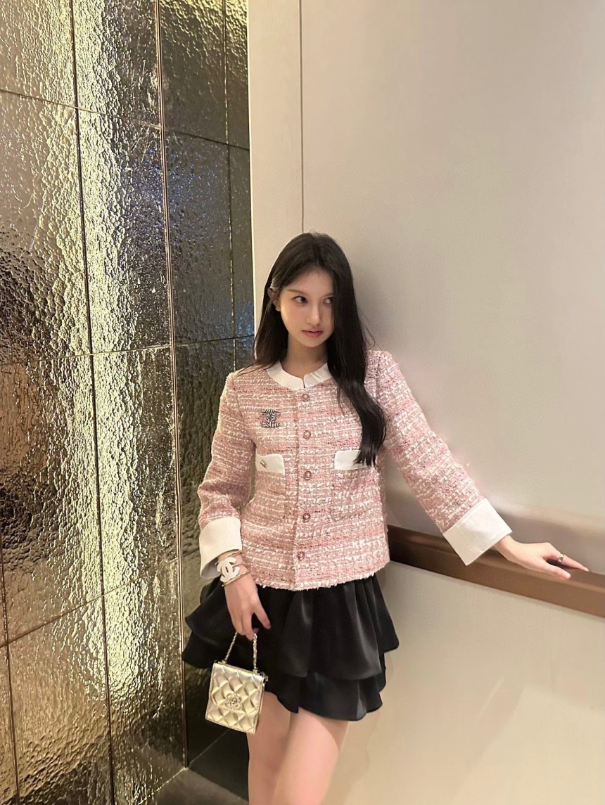 샤넬 핑크 트위드 자켓