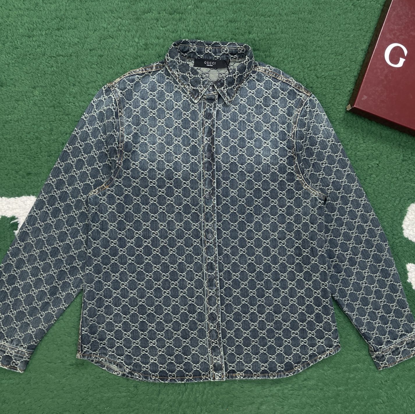 구찌 GG 코튼 데님 자카드 셔츠