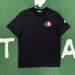 몽**르 자수 3컬러 로고 코튼 티셔츠