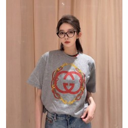 구찌 프린트 코튼 저지 티셔츠