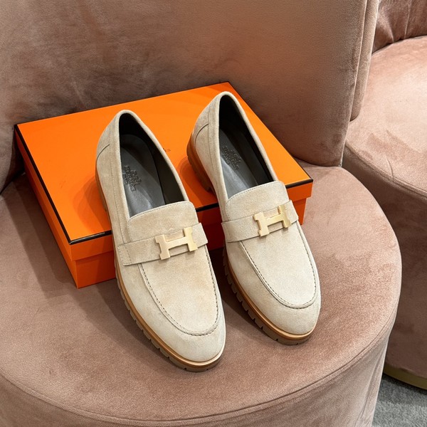 에르메스 남성 그레고리 스웨이드 로퍼 베이지