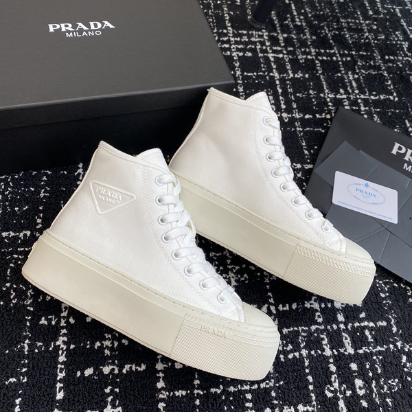 프라다 페브릭 스니커즈 화이트 하이탑