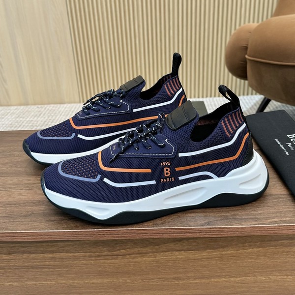 벨루티 쉐도우 니트 & 레더 스니커즈 네이비