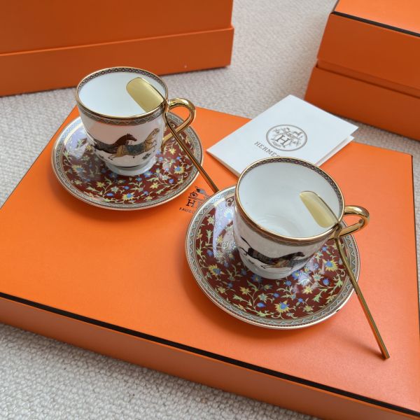 에르메스 커피잔 2종 세트