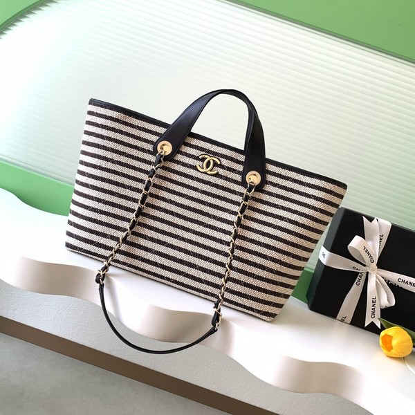 샤넬 26C 크루즈 스트라이프 체인 캔버스 도빌백 AS6007
