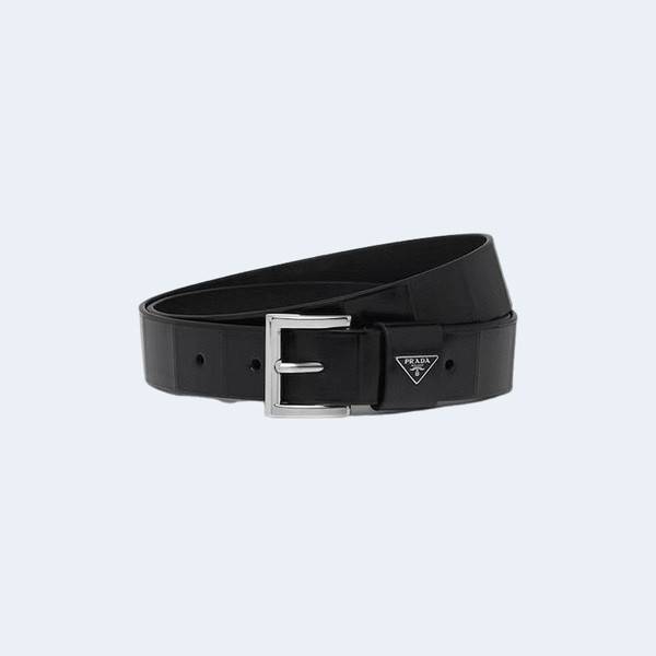 프라다 스무스 레더 벨트 블랙 34mm