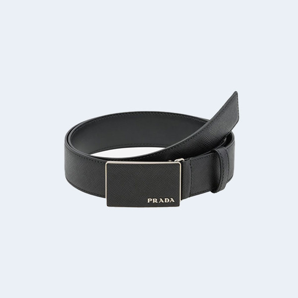 프라다 사피아노 레더 벨트 블랙