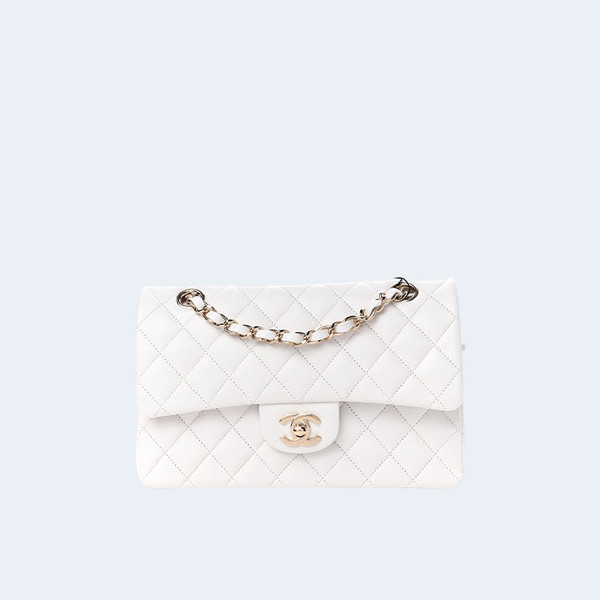 샤넬 클래식 스몰 램스킨 화이트 골드
