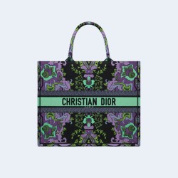 디올 인디언 퍼플 자수 북 토트 라지 백