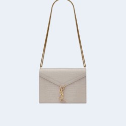 생로랑 크로커다일 카산드라 클래스프 백 화이트