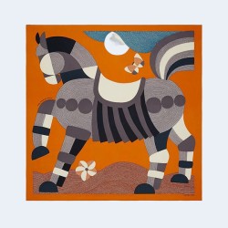 에르메스 Mon Premier Galop 140 오렌지 스카프