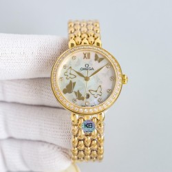 신상 오메가 플라잉 클래식 여성용 골드 버터 플라이