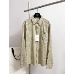 C 로고 엠브로이드 체크 코튼 셔츠