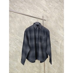 발렌시아가 울 블렌드 플란넬 체크 셔츠