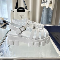 프라다 러버 모노리스 샌들 화이트