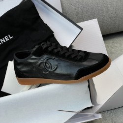 샤넬 스니커즈 카프스킨 벨벳 카프스킨 블랙