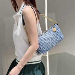 디올 스타 체인 호보 백 오블리크 자카드 블루