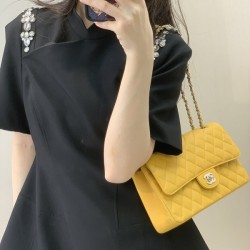 샤넬 클래식 캐비어 옐로우 실버