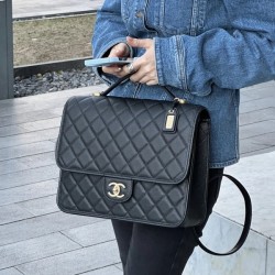 샤넬 백팩 제니백 캐비어 라지 블랙 금장