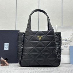 프라다 미디엄 탑 스티치 나파 가죽 토트백