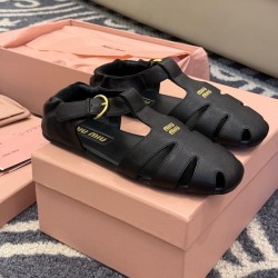 미우미우 루슈 나파 가죽 피셔맨 샌들