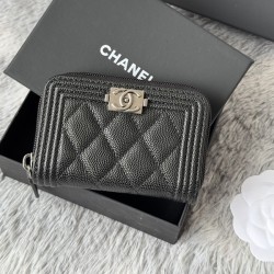 샤넬 보이 캐비어 은장 카드지갑 A80602