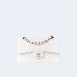 샤넬 클래식 스몰 램스킨 화이트 골드