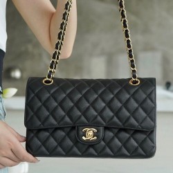 샤넬 클래식 미디움 블랙 캐비어