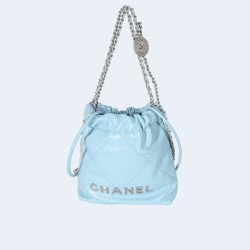 샤넬 22백 라이트 블루 샤이니 카프스킨