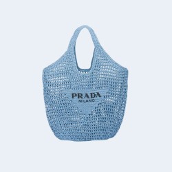 프라다 라피아 토트백 블루